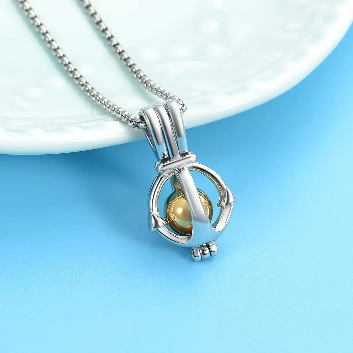 Oinsi Anchor Necklace,Stainless Steel Anchor Urn neckalce For Ashes For Men Nautical Memorial Keepsake Jewelry Cremation Locket Pendant Necklace