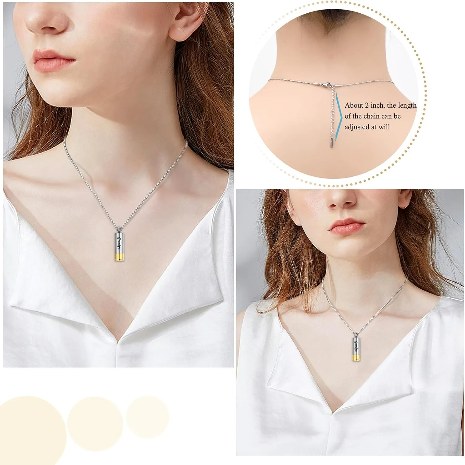 Oinsi Shotgun Shell Cremation Jewelry Urn Necklace For Ashes Of Loved Ones -Dad/Mom/Son/Grandma/Grandpa Cylinder Memorial Locket Pendant Necklace