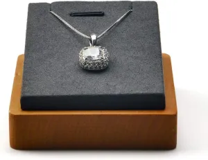 Oirlv Wood Single Necklace Pendant Chain Jewelry Display Stand Jewelry Showcase Display Holder Microfiber Surface(Grey)