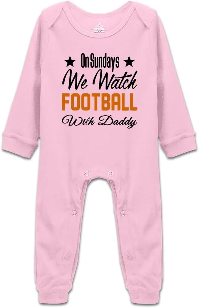 On Sundays We Watch Football with Daddy Funny Newborn Infant Baby Boy Girl Romper Cotton Bodysuit