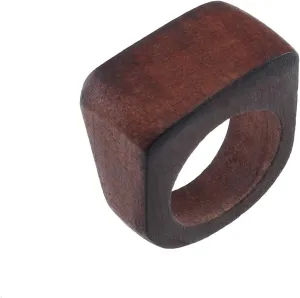 Original Natural Wood Rings Handmade Retro Geometric Round Statement Rings Vintage Bohemia Wooden African Ethnic Ring Jewelry for Women