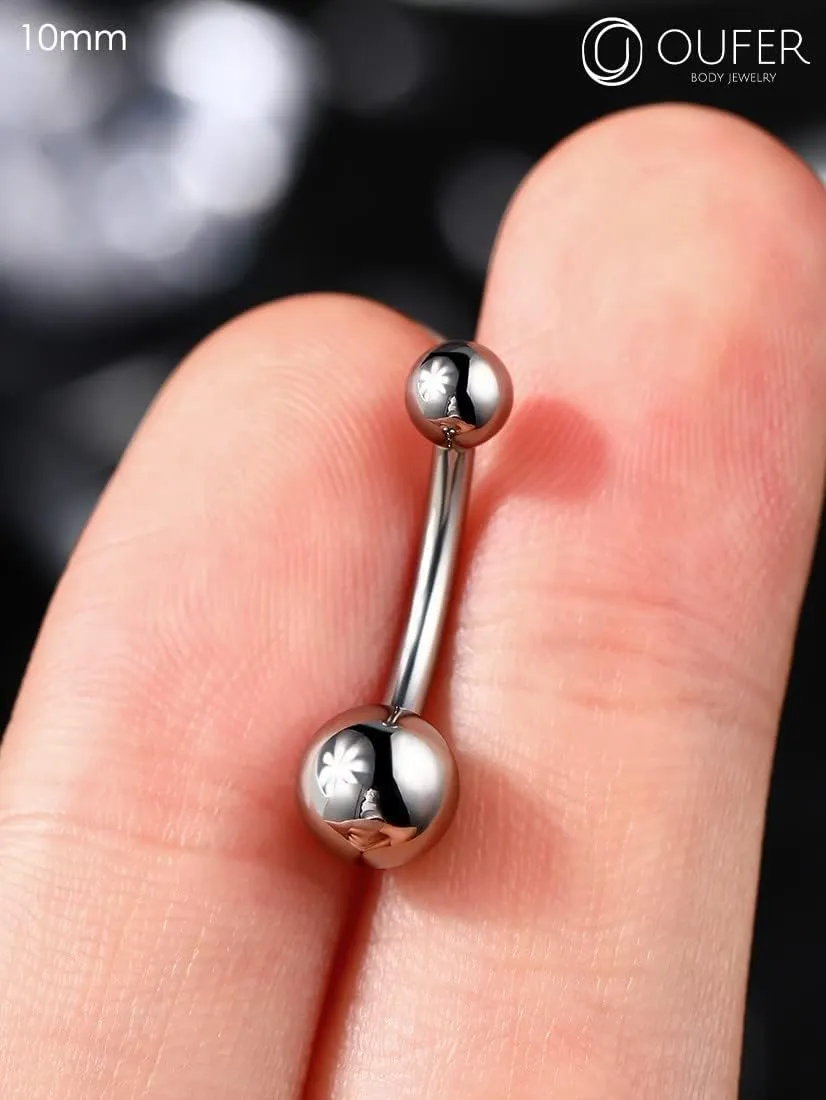 OUFER Titanium Belly Button Rings, Gold Belly Rings, Internally Threaded Navel Piercing Jewelry, Long Belly Piercing Jewelry, Curved Barbell, Belly Rings For Women Men