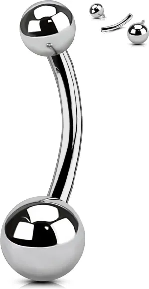 OUFER Titanium Belly Button Rings, Gold Belly Rings, Internally Threaded Navel Piercing Jewelry, Long Belly Piercing Jewelry, Curved Barbell, Belly Rings For Women Men