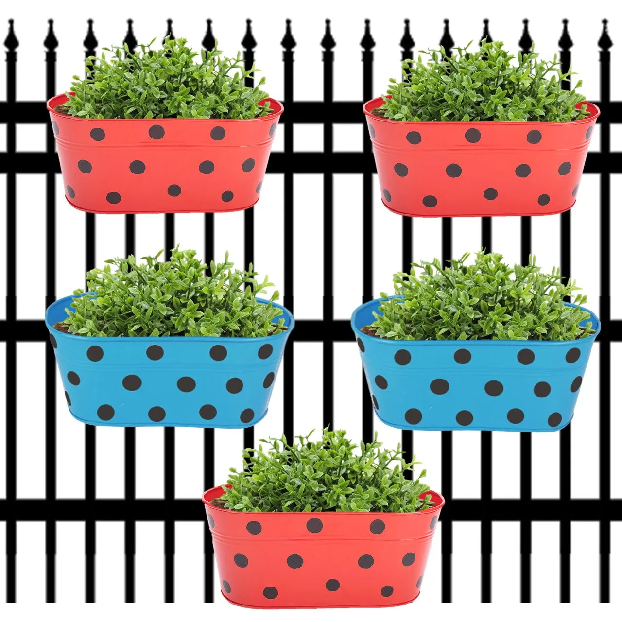 Oval Polka Dot Balcony Railing Planter