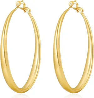 PABBEU S925 SterlingSilver Hoop Earrings Hypoallergenic Silver Hoop Earrings for Women Lightweight Large Sterling Silver Hoops Earring 30/50/70mm