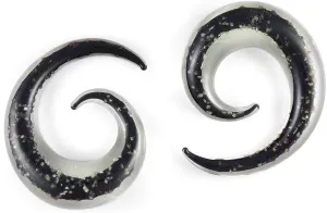 Pair Glow in The Dark Black Pyrex Glass Spiral 6g 6 Gauge 4mm