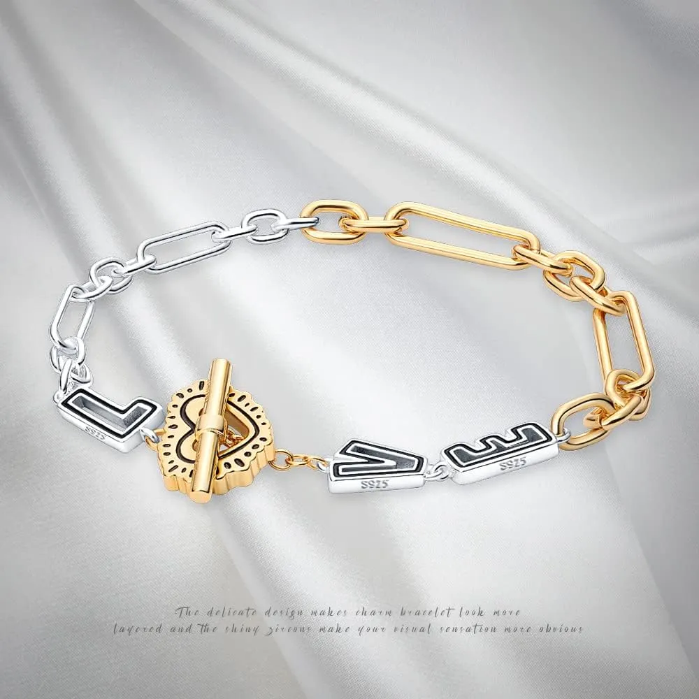 Pandach 925 Sterling Silver Charms Bracelets for women Butterfly Heart Moon and Star 5A Cubic Zirconia Snake Chain Bracelet Gifts for women