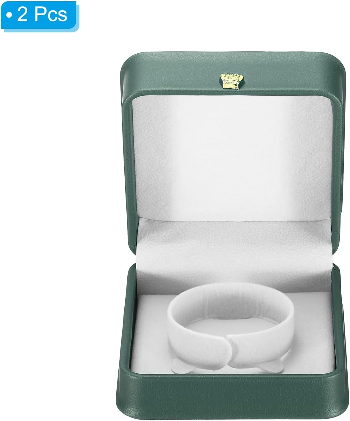 PATIKIL Velvet Bracelet Box, 2 Pack Vintage Jewelry Holder for Wedding Engagement Proposal Ceremony Anniversary Style 3, Green