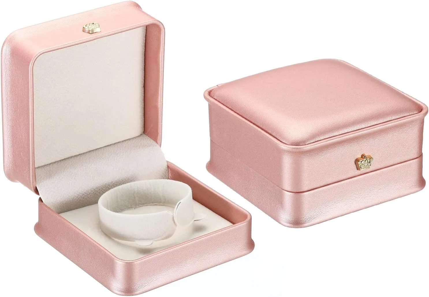 PATIKIL Velvet Bracelet Box, 2 Pack Vintage Jewelry Holder for Wedding Engagement Proposal Ceremony Anniversary Style 3, Rose Gold