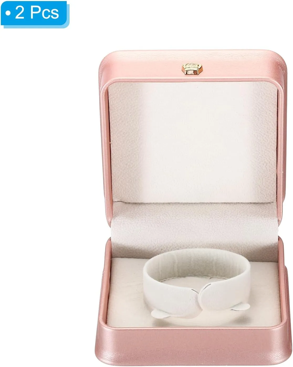 PATIKIL Velvet Bracelet Box, 2 Pack Vintage Jewelry Holder for Wedding Engagement Proposal Ceremony Anniversary Style 3, Rose Gold