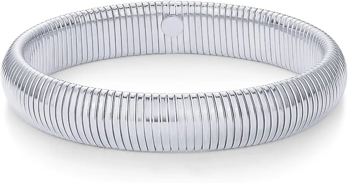 PAVOI Stainless Steel 14K Gold Plated Waterproof Flexible Stretch Chunky Bangle for Women | Cobra Bracelet