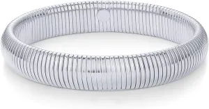 PAVOI Stainless Steel 14K Gold Plated Waterproof Flexible Stretch Chunky Bangle for Women | Cobra Bracelet