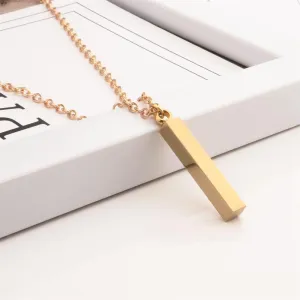 Personalized 4 Sided Vertical Bar Necklace Custom Text Engraved, Custom Name Necklace, 3D Stainless Steel Necklace Customized Jewelry Christmas Gifts for Couples