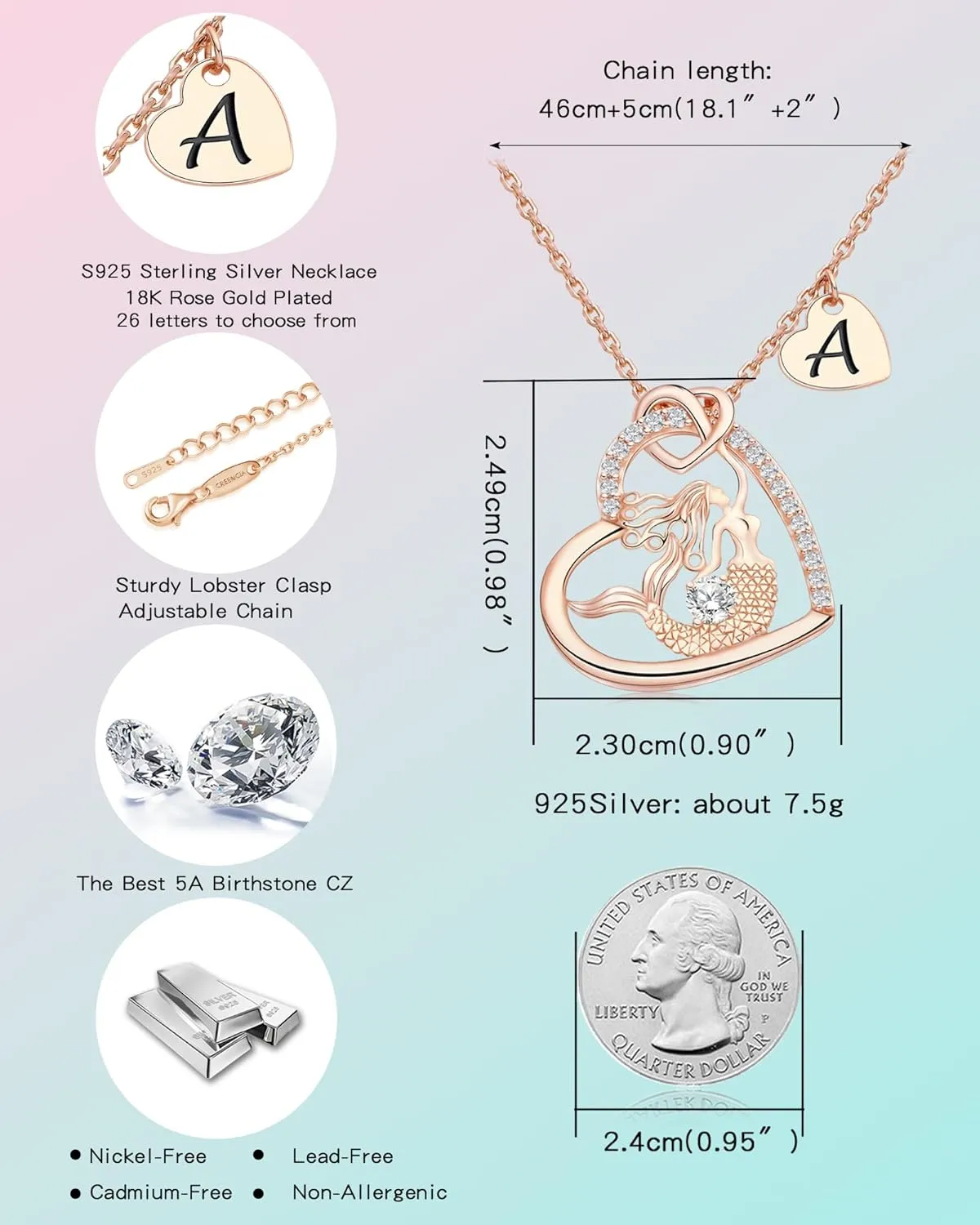 Personalized Graduation Necklace for Daughter - Initial Pendant Sterling Silver Necklace - Custom Engraved Gift for Women, Her - Inspirational Jewelry Gift for Graduation, Birthday
