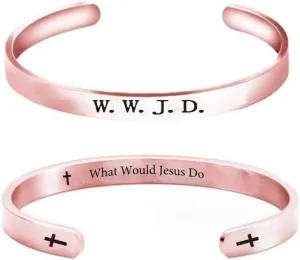 Pingyongchang Stainless Steel WWJD Bracelet Bracelets What Would Jesus Do Punk Engraved Cross Cuff Bracelet Christian Jesus Jewelry Gifts for Women Men