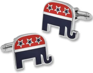 PinMart Political Republican Elephant Cufflinks Set