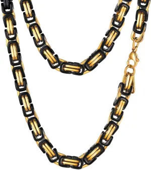PROSTEEL 4MM/6MM/8MM Stainless Steel Necklace for Men, Stylish and Cool, Byzantine Chain Black Gold Silver Tone, 18-30 Inches, Come with Box