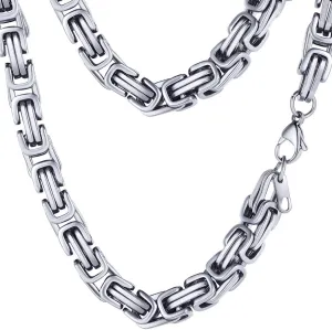 PROSTEEL 4MM/6MM/8MM Stainless Steel Necklace for Men, Stylish and Cool, Byzantine Chain Black Gold Silver Tone, 18-30 Inches, Come with Box