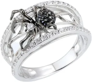 Punk Fashion 925 Sterling Silver AAA Cubic Zirconia Thumb Rings Vintage 3D Black Spider Hollow Ring Joint Midi Rings Creative Finger Jewelry Gift for Festival Party US Size 6-10