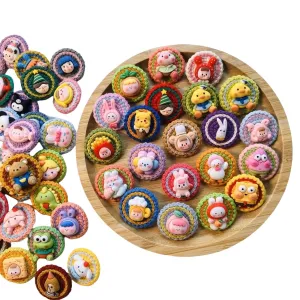 Pure handmade children's Cute pin cartoon resin knitted wool cute patch brooch for children's gift party supplies (Random 10)