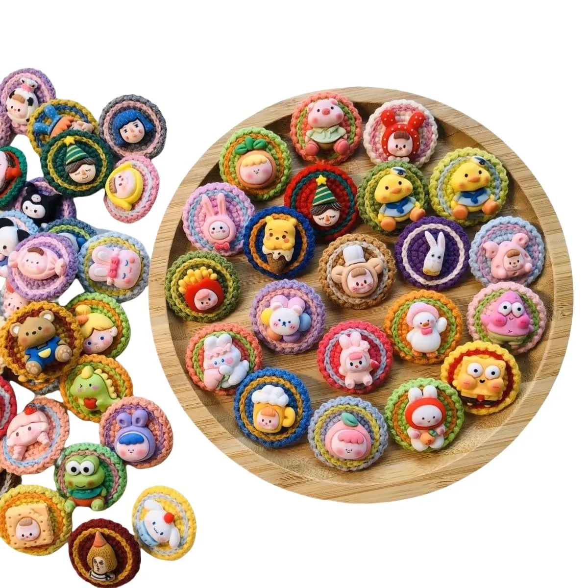 Pure handmade children's Cute pin cartoon resin knitted wool cute patch brooch for children's gift party supplies (Random 10)