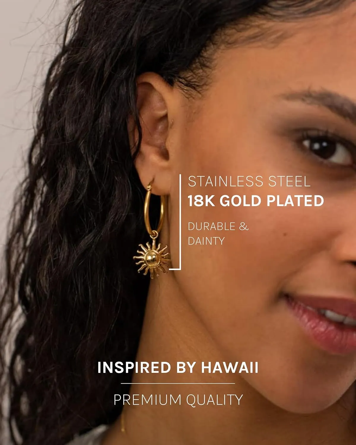 PURELEI Sun Earrings  18K Gold plated stainless steel jewelry  Water-resistant earrings for women  0,92 inch diameter  Fashion jewelry for your individual look