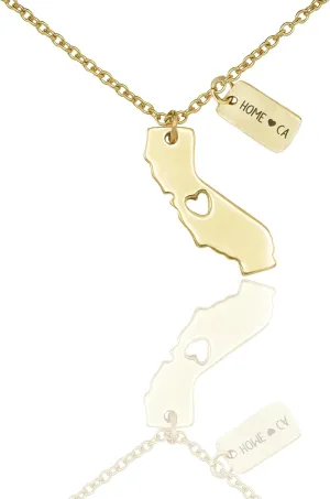 quan jewelry California State Necklace, Handmade California Map Pendant Charm, Inspirational Necklace with Greeting Card