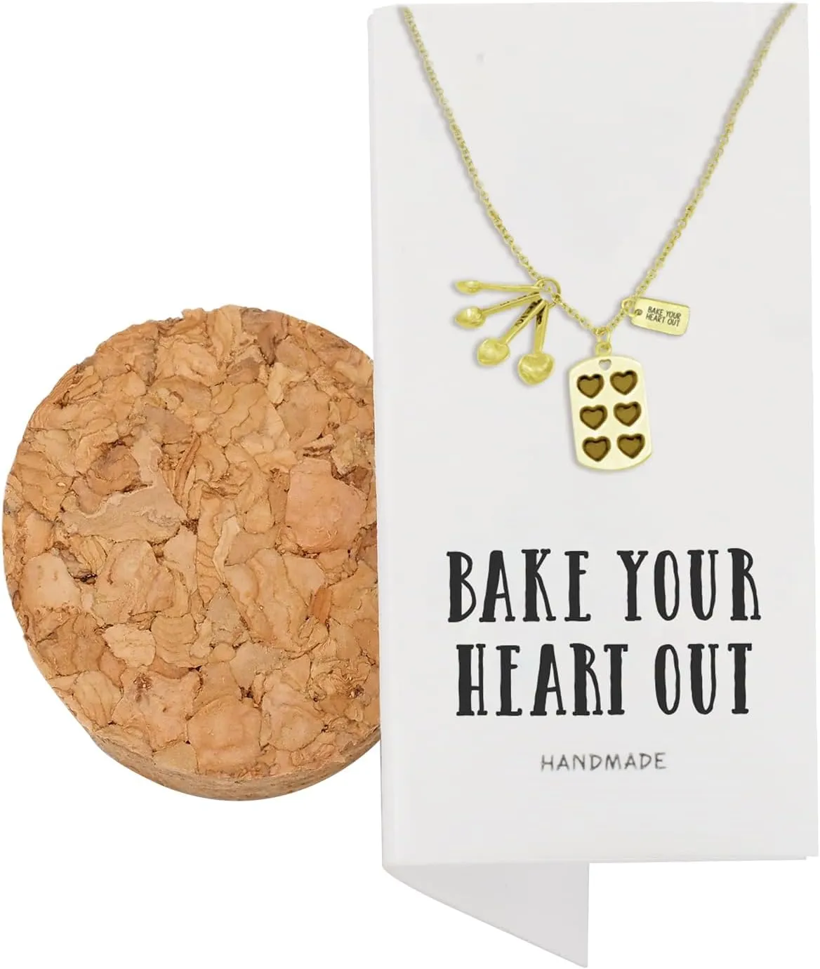 quan jewelry Gifts for Mom Measuring Spoons Pendant Necklace, Funny Baking Pun Quote Card, 16 inches to 18 inches, Handmade