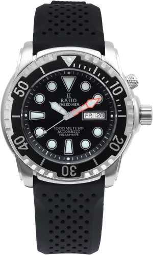 RATIO FreeDiver Helium-Safe Dive Watch Sapphire Crystal Automatic Diver Watch 1000M Water Resistant Diving Watch for Men
