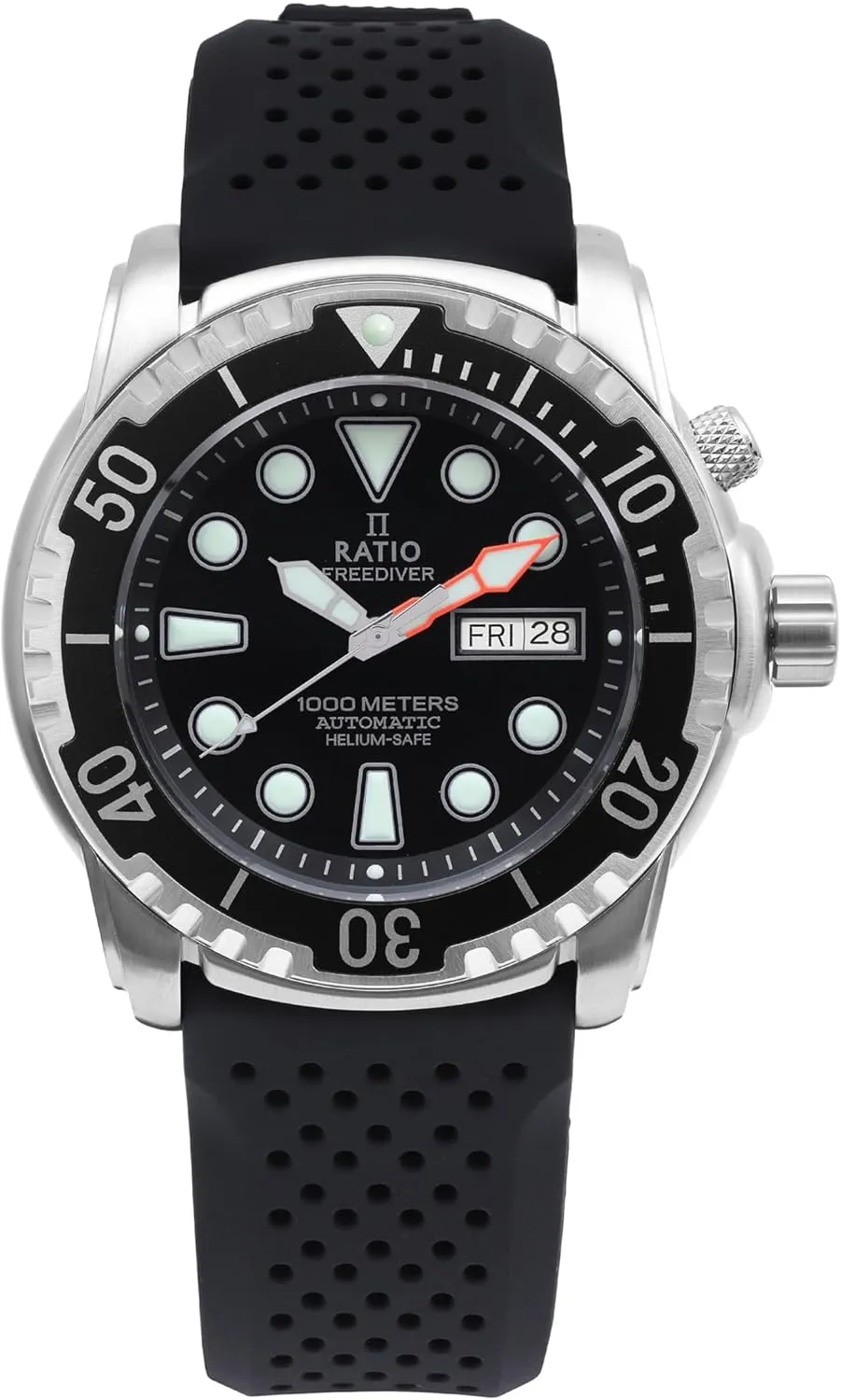 RATIO FreeDiver Helium-Safe Dive Watch Sapphire Crystal Automatic Diver Watch 1000M Water Resistant Diving Watch for Men