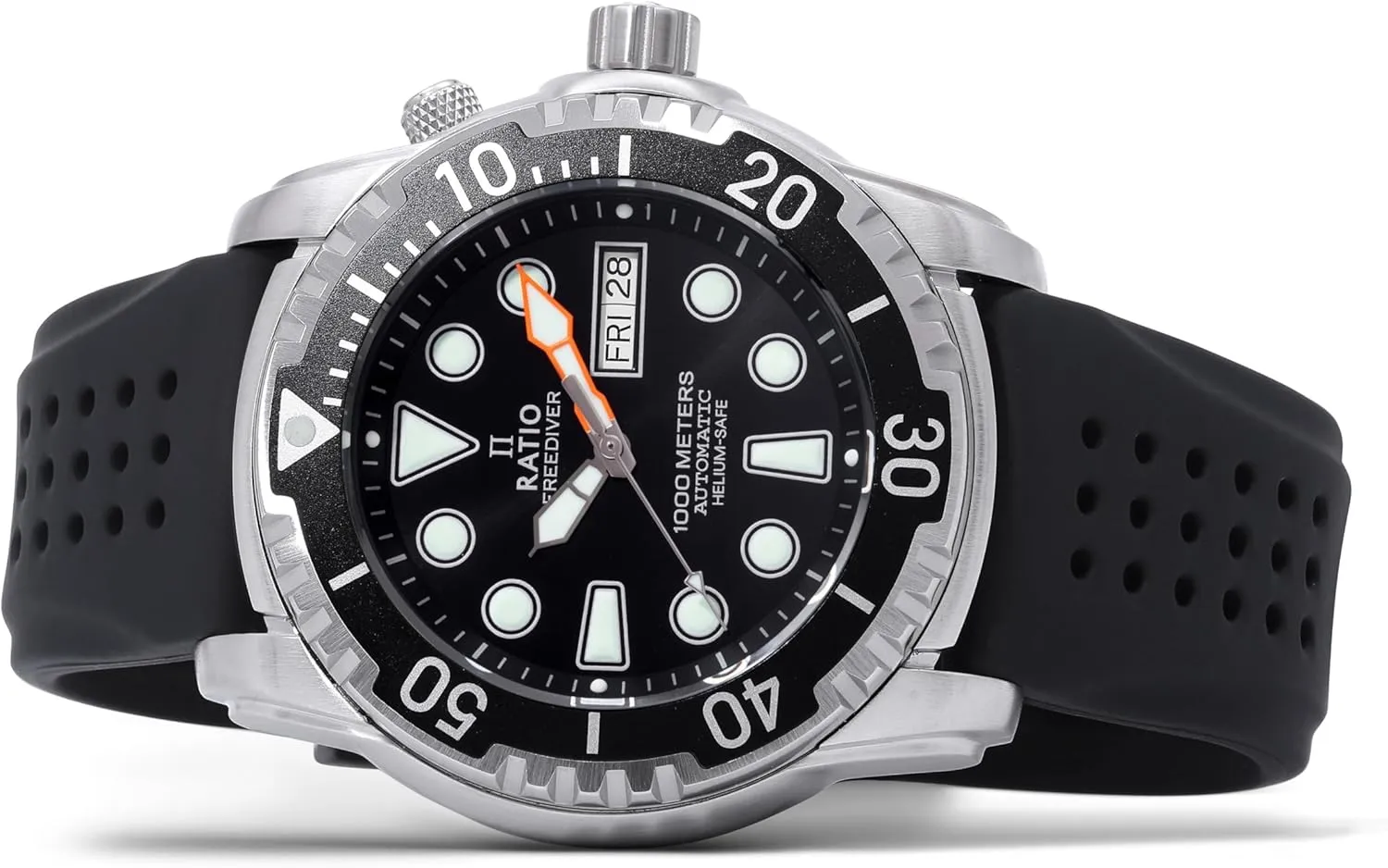 RATIO FreeDiver Helium-Safe Dive Watch Sapphire Crystal Automatic Diver Watch 1000M Water Resistant Diving Watch for Men