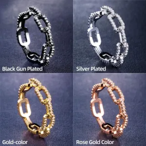 Razered Creative Chain Design Women Ring With Paved Destiny Link Couple Ring For Girlfriend & Boyfriend Items