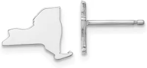 Real 925 Sterling Silver NY Small State Studs Earring - 6mm x 9mm