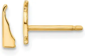 Real 925 Sterling Silver Yellow Gold-Plated DE Small State Studs Earring - 7mm x 2mm