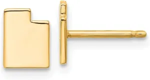 Real 925 Sterling Silver Yellow Gold-Plated UT Small State Studs Earring - 7mm x 5mm