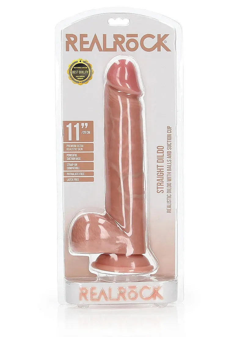 RealRock- 11 " Cock With Balls - Regular Straight - Flesh