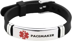 Red Medical Alert ID Bracelet for Women Men's Emergency First Aid Health Alert Laser Engraved Satinless Steel Adjustable Silicone Wristband Bracelets