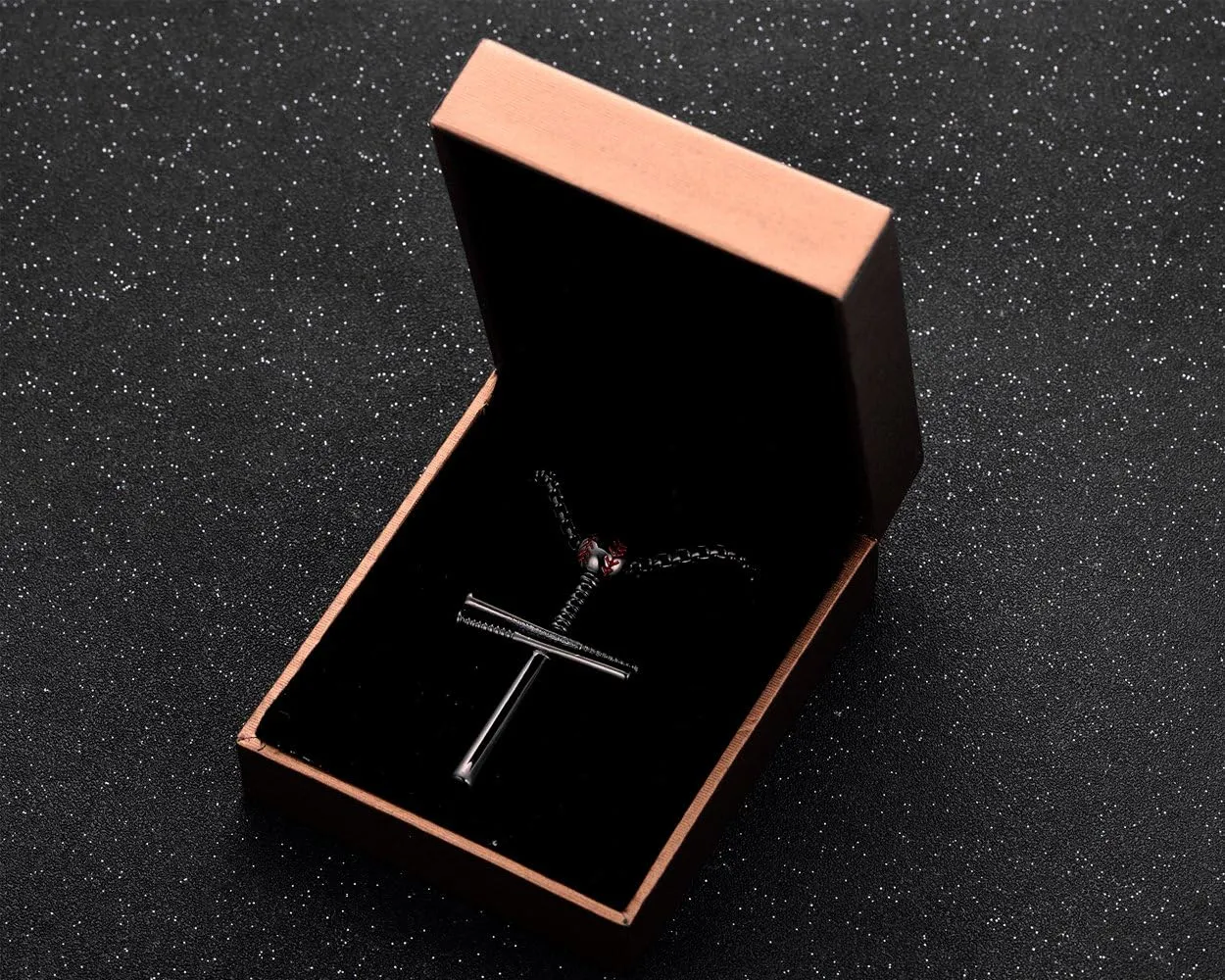 Rehoboth Baseball Bat Cross Pendant Necklace for Men Women with 22 2" Adjustable Stainless Steel Chain Black Gold Silver