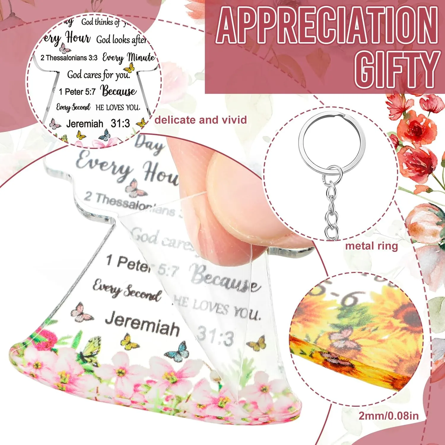Remuuly Christian Keychain Gift Bulk Religious Bible Verse Scripture Inspirational Acrylic Church Gift for Women Birthday