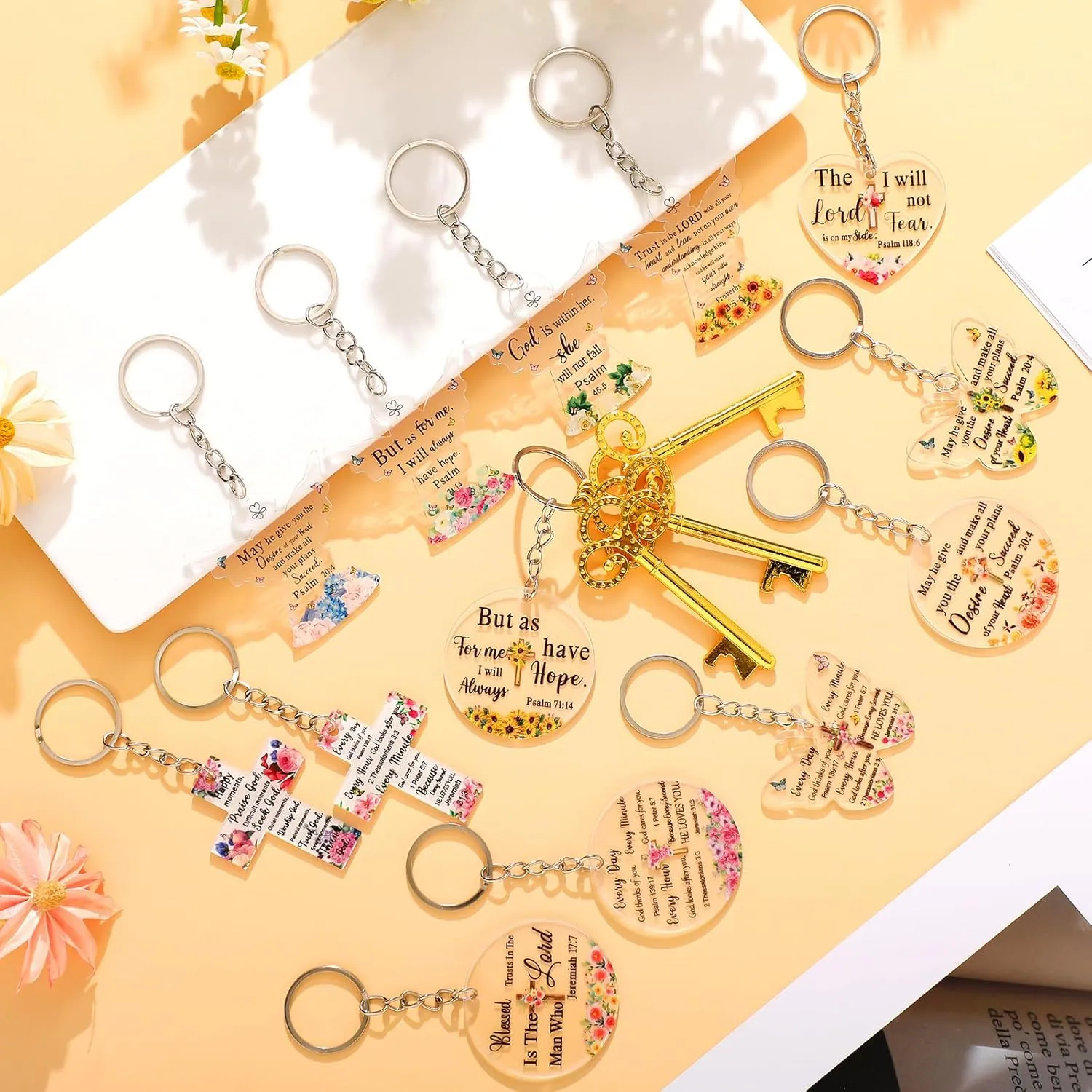 Remuuly Christian Keychain Gift Bulk Religious Bible Verse Scripture Inspirational Acrylic Church Gift for Women Birthday