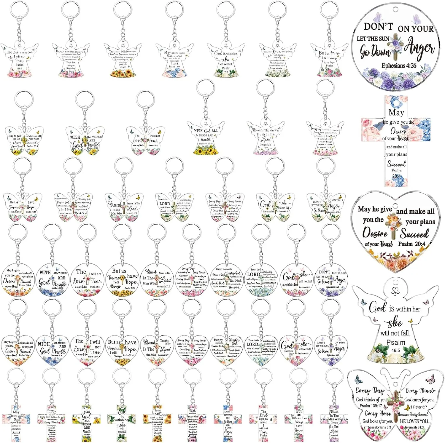 Remuuly Christian Keychain Gift Bulk Religious Bible Verse Scripture Inspirational Acrylic Church Gift for Women Birthday