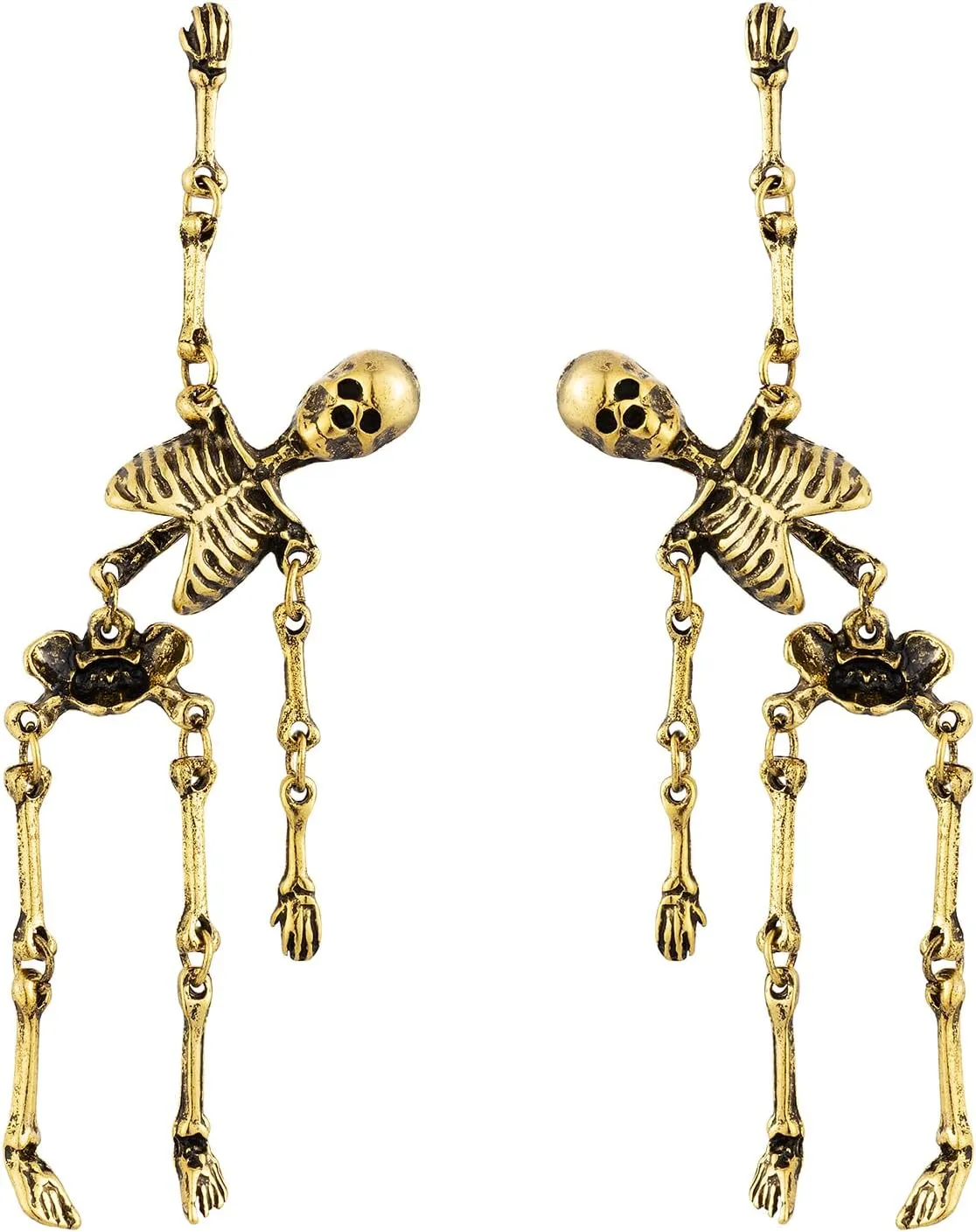 Retro Style Skeleton Skull Earrings For Women Teens Antiqued Silver/Gold Color