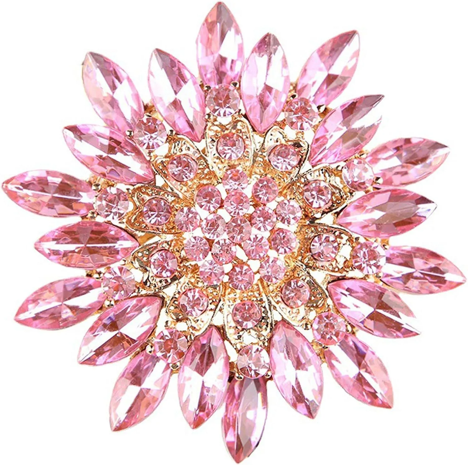 Rhinestone Sunflower Brooch Pins Red/Pink/Black/Purple/White Flower Brooch Elegant Premium Clothing Hat Bag Skirt Accessories for Women Teen Girls