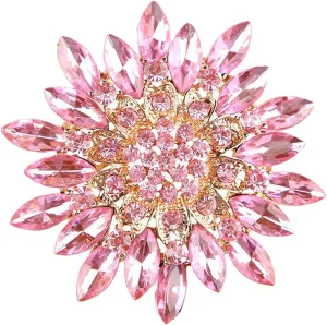 Rhinestone Sunflower Brooch Pins Red/Pink/Black/Purple/White Flower Brooch Elegant Premium Clothing Hat Bag Skirt Accessories for Women Teen Girls