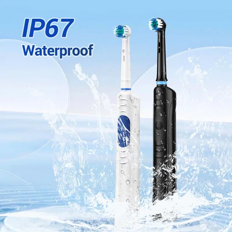 Rotary Electric Toothbrush for Adults – Smart Vibration with 3 Modes & 4 Replacement Heads