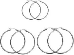 Round Hoop Earrings Set Women's 3 Pairs Surgical Stainless Steel earrings Golden 35mm 50mm 55mm Diameter Silver 35mm 45mm 50mm Diameter