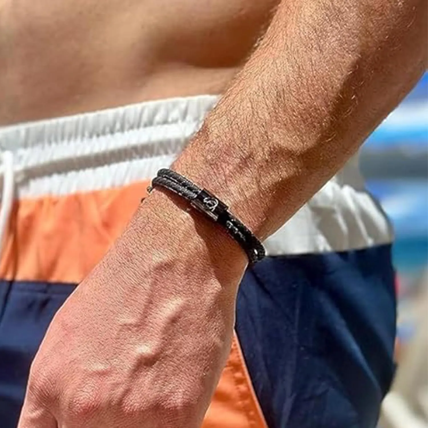 Rowdy Parrot FlexTech Adjustable Silicone Rope Bracelet: Waterproof, Sweatproof, Sunproof, Minimalist Surf, Golf Jewelry for Men - One Size Fits All