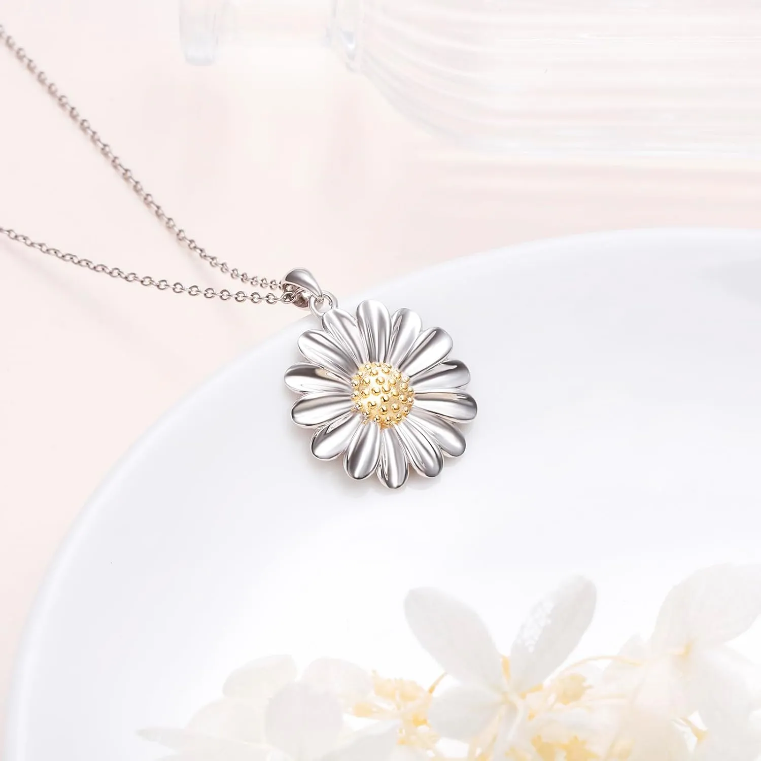 S925 Sterling Silver Floral Jewellery Flower Pendant Necklace for Women Birthday Gift