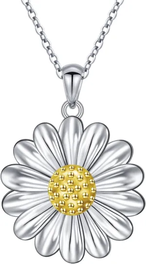 S925 Sterling Silver Floral Jewellery Flower Pendant Necklace for Women Birthday Gift