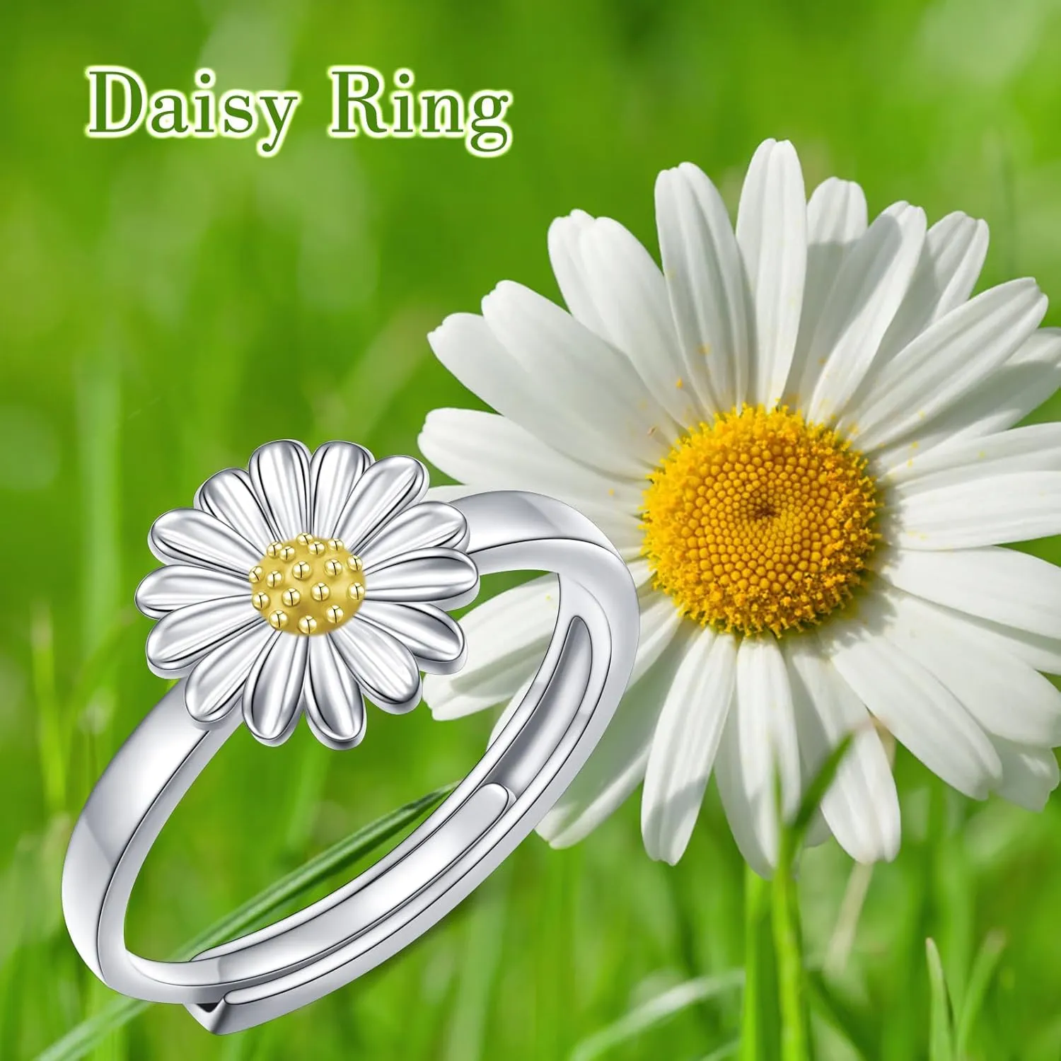 S925 Sterling Silver Floral Jewelry Flower Edelweiss/Daisy Ring for Women Birthday Gift